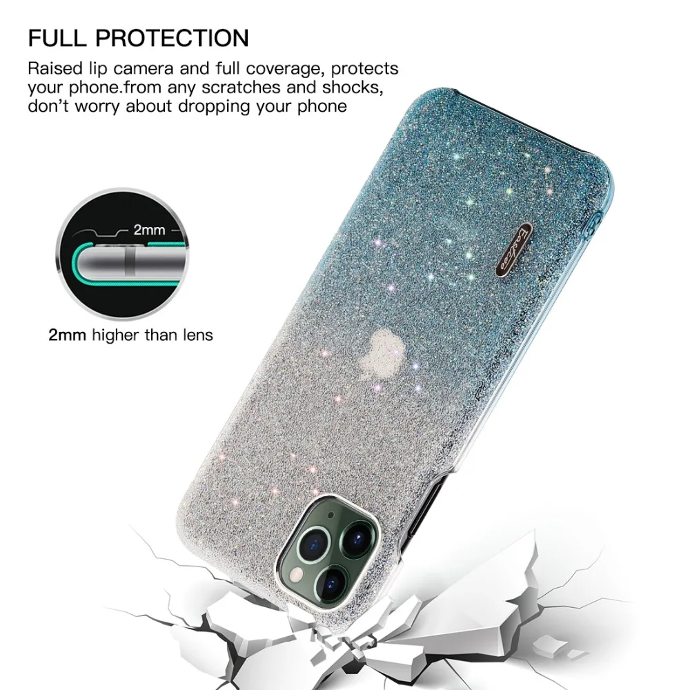 Роскошные Стразы с блестками чехол для телефона iPhone 11 11Pro порошок блестки Алмазная крышка fo iPhone 11 Pro Max