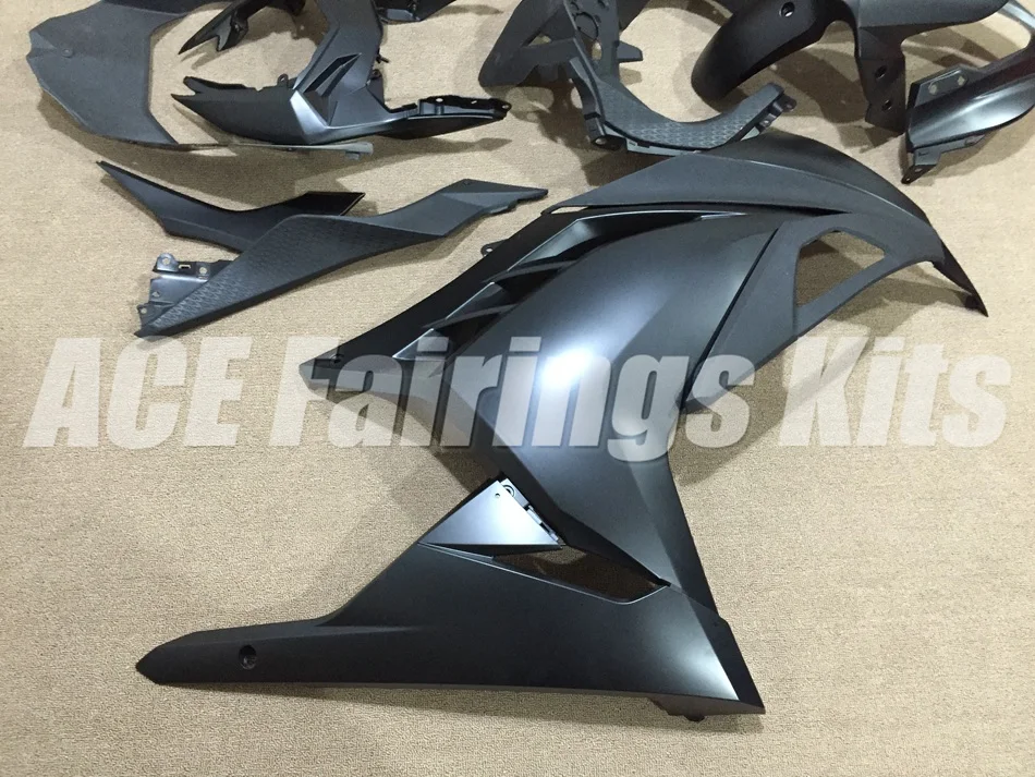 ABS обтекатель комплект для Kawasaki Ninja300 EX300 300R 2013, 13, 14, 15, 16, 17, обтекатели впрыска все черный матовый