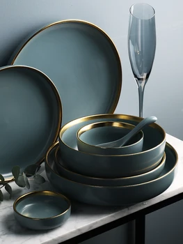 

Phnom Penh Yalan Household Bowl Plate Sauce Dish Rice Noodle Soup Bowl Ceramic Dishes Steak Western Food Tableware LB51304