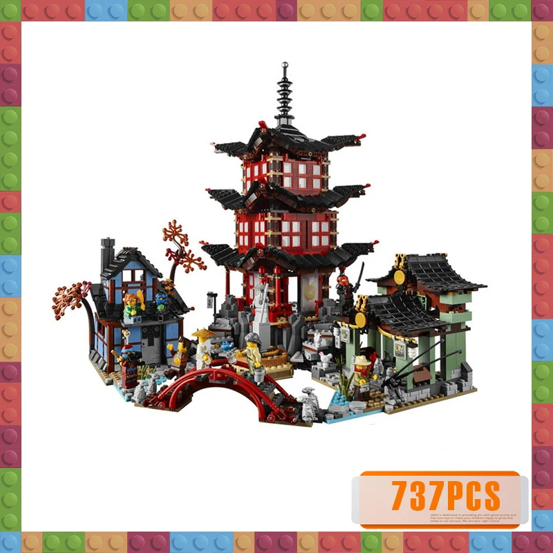 

737pcs Diy Ninja Temple of Airjitzu Ninjagoes Smaller Version Building Blocks Set Compatible with Lepining Toy for Kids Bricks