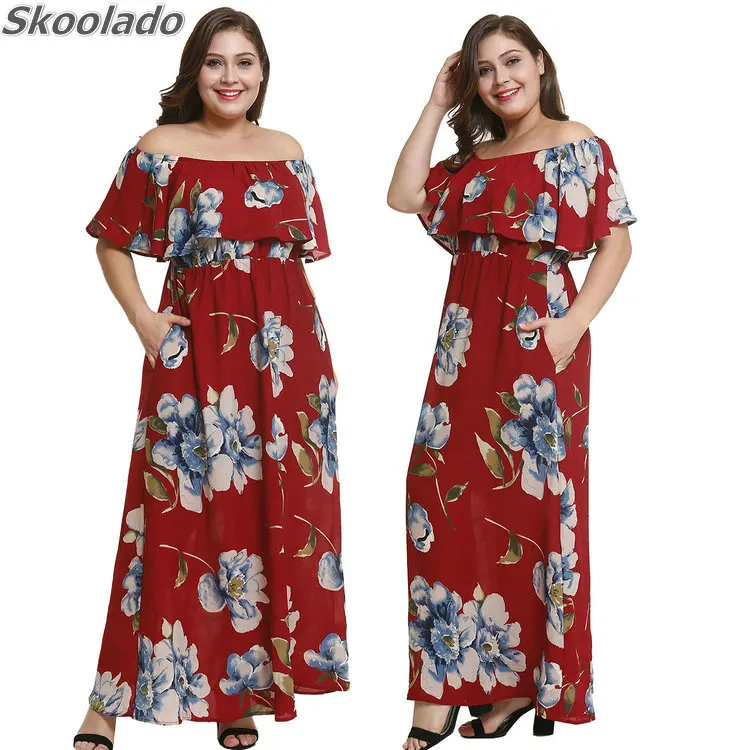 

oversize women dress 4xl lady casual largest size good quality boho fashion style heavy women clothes flower print young class g