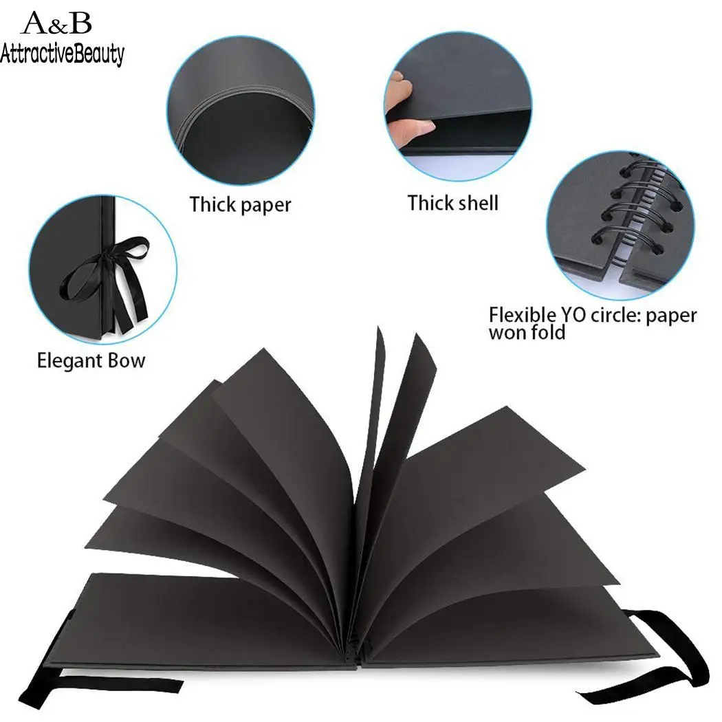 3Style Scrap Book Album DIY Handmade Photo Black Page Scrapbooks as Gift for Mother's Day or Christmas gifts Travel Record | Дом и сад