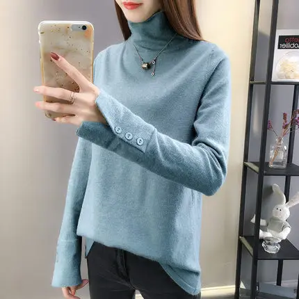 5 Весна и осень новая женская мода Высокий воротник полосатый свободный свитер - Цвет: 5