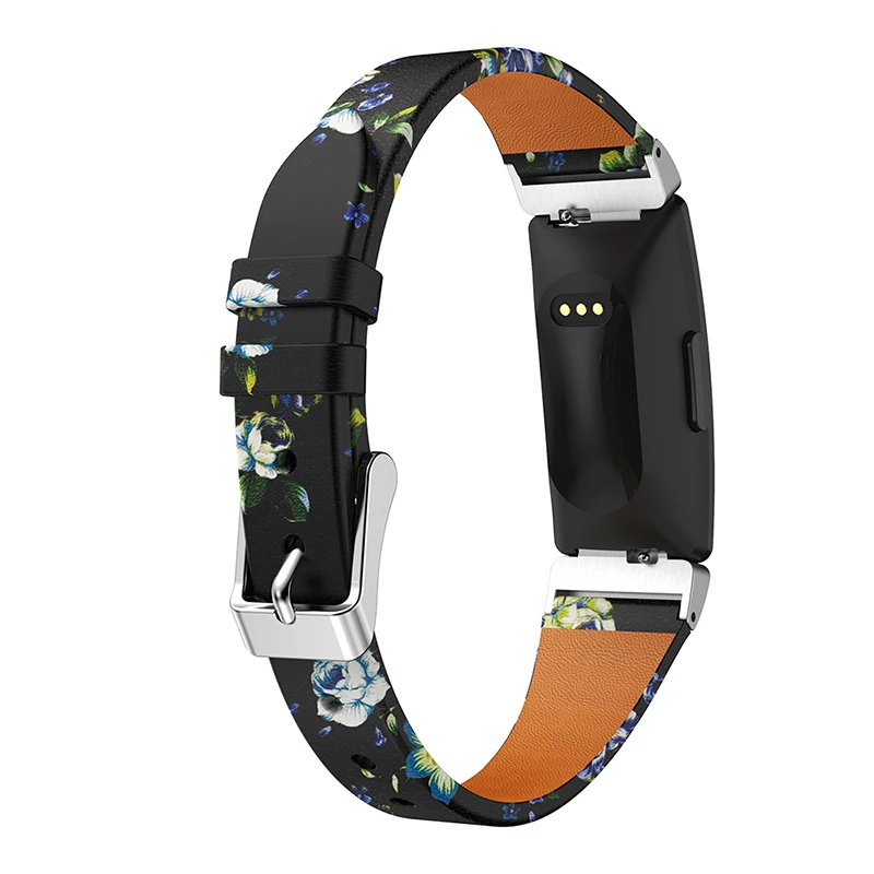 Кожаный ремешок для часов Fitbit Inspire, кожаный ремешок с цветочным рисунком, ремешок для часов Fitbit Inspire
