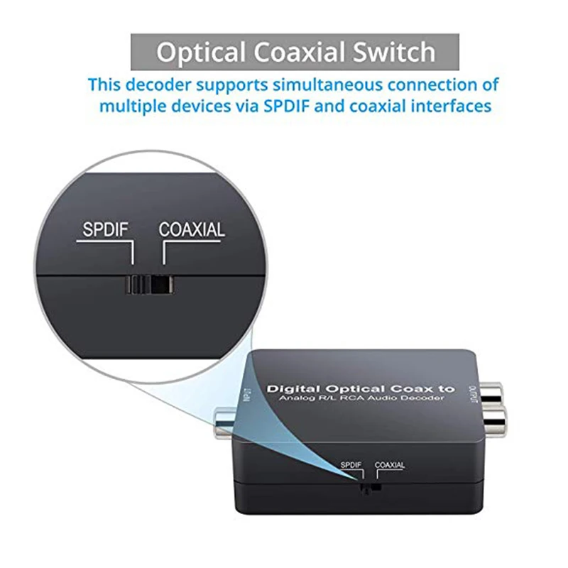 Декодер цифро аналоговый аудио конвертер AC 3 PCM 5.0ch SPDIF Toslink 2.0CH L/R RCA стерео 5 мм