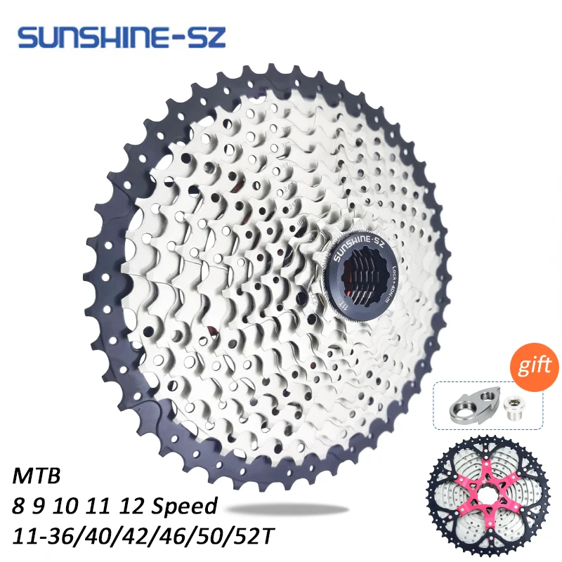 SUNSHINE Mountain Bike 8 9 10 11 12 Speed Cassette Velocidade Bicycle MTB Freewheel Sprocket 36T 40T 42T 46T 50T 52T for SHIMANO