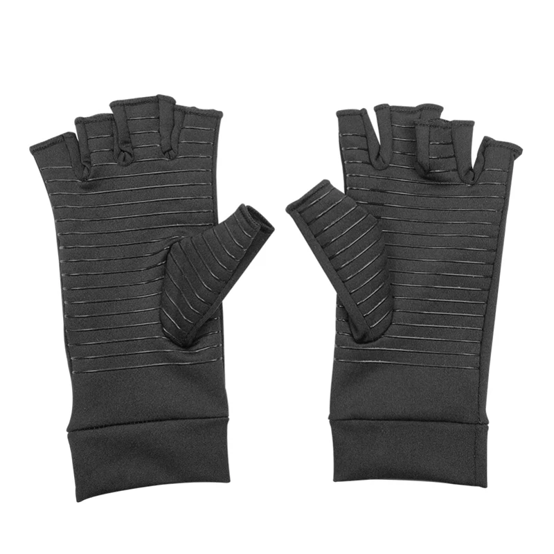 1 пара медное покрытие полиэфирное волокно+ спандекс компрессионные перчатки спортивные перчатки эластичное восстановление Handwear - Цвет: Черный
