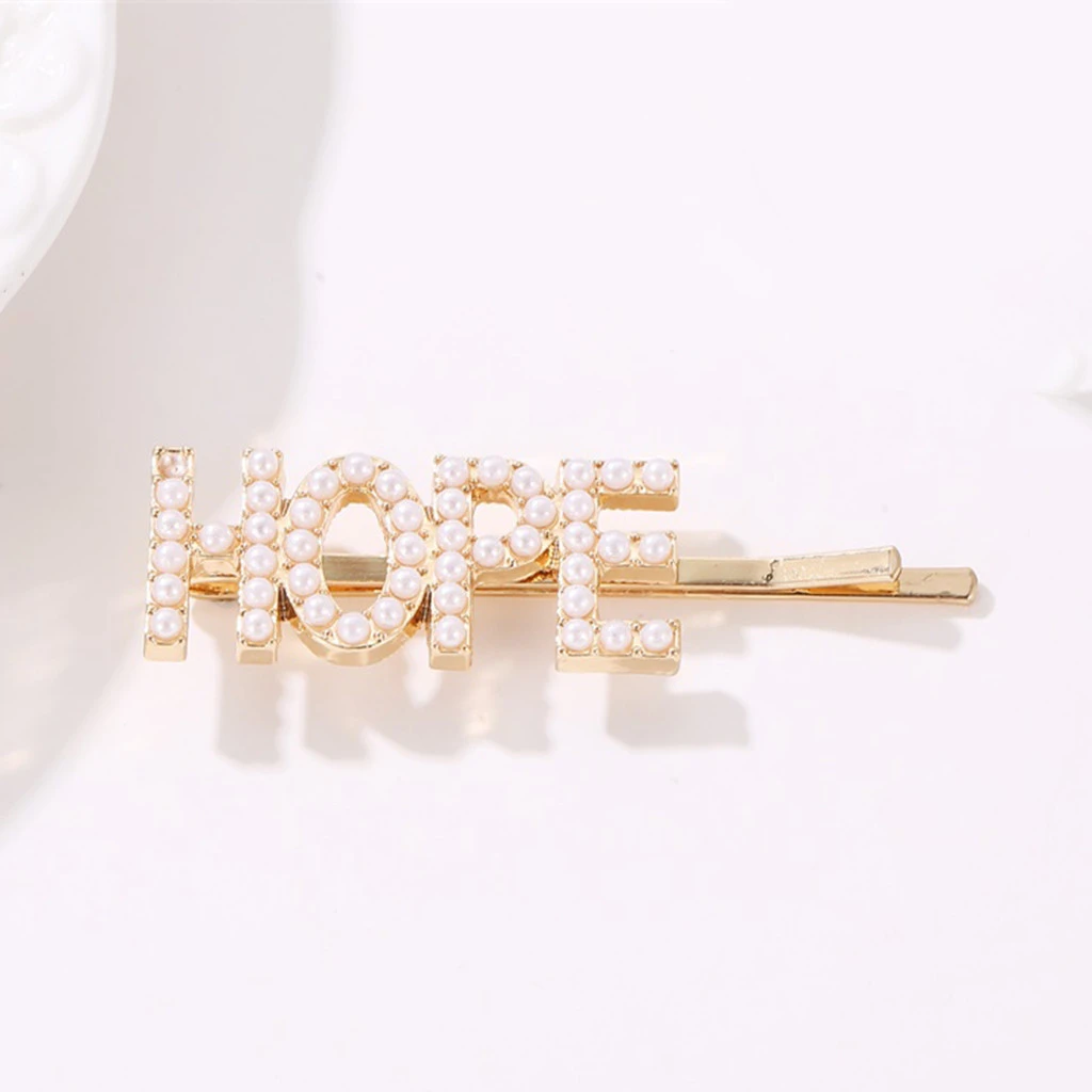 Korean Design English Alphabet Pearl Clip Retro Hairpin Headdress Hair Clip Girls Adult Metal Barrette Hair Accessories 917