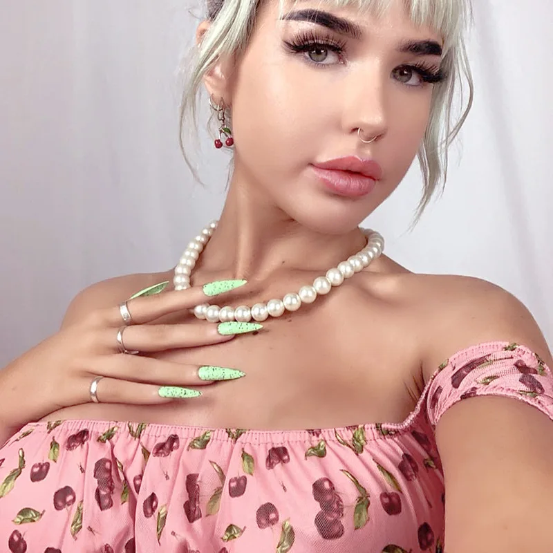 French Romance Retro Dresses Women Casual Cherry Print Square Collar Dresses Ruffles Puff Sleeve Mini Sweet Dresses Lady 2020