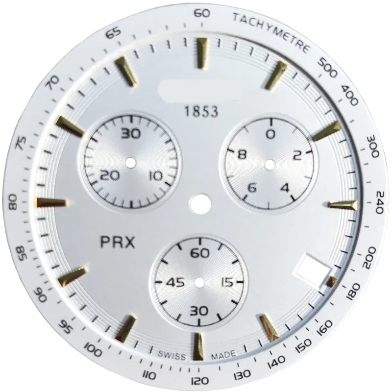 White gold dial 36 мм Циферблат для часов T077417A Мужские кварцевые часы T077 текстовые PRX аксессуары для часов T077417 запасные части - Цвет: White gold dial