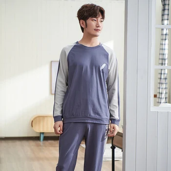 

Free Shipping 100%cotton men pajama sets Autumn Casual fashion sleepwear men clothing sexy pijamas mujer