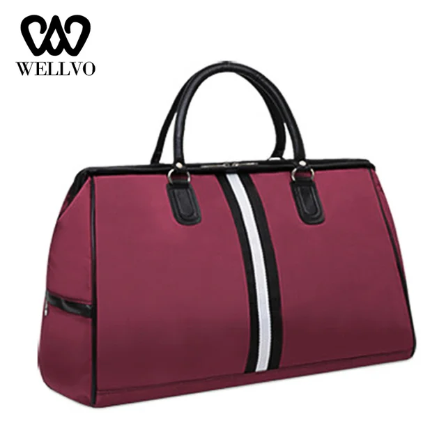 US $14.83 Waterproof Hand Striped Travel Bag Fashion Traveling Bags For Women Fitness Handbags Sports Tote Bi