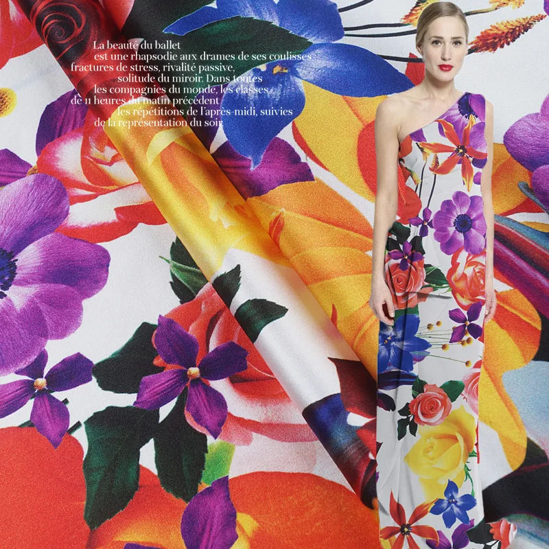 108 см широкая шелковая ткань сатин-стрейч метр цифровой струйный шелковый атлас cheongsam рубашка платье ткань шелковая ткань