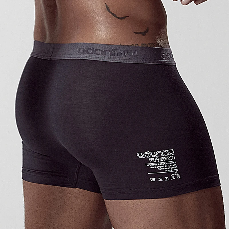 ADANNU Brand Men Underwear Boxer Modal Breathable Comfortable Underpants Male Panties Cueca Tanga Men Boxers Shorts Calzoncillo - Цвет: AD306-black
