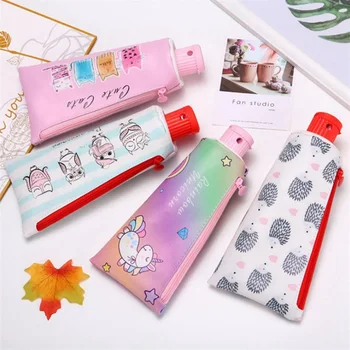 

Cartoon Unicorn Toothpaste Shape Pencil Case With Pencil Sharpener Big Capacity Owl Cat Pen Bag Stationery Pouch School Supplies