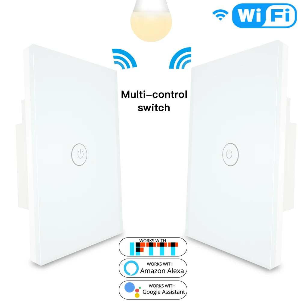 1 gang switch 3 способа Wi-Fi умный мульти-контроль выключатель света работает с Alexa Google Home, не требуется концентратор Smart Life APP дистанционное управление - Цвет: 1 gang switch