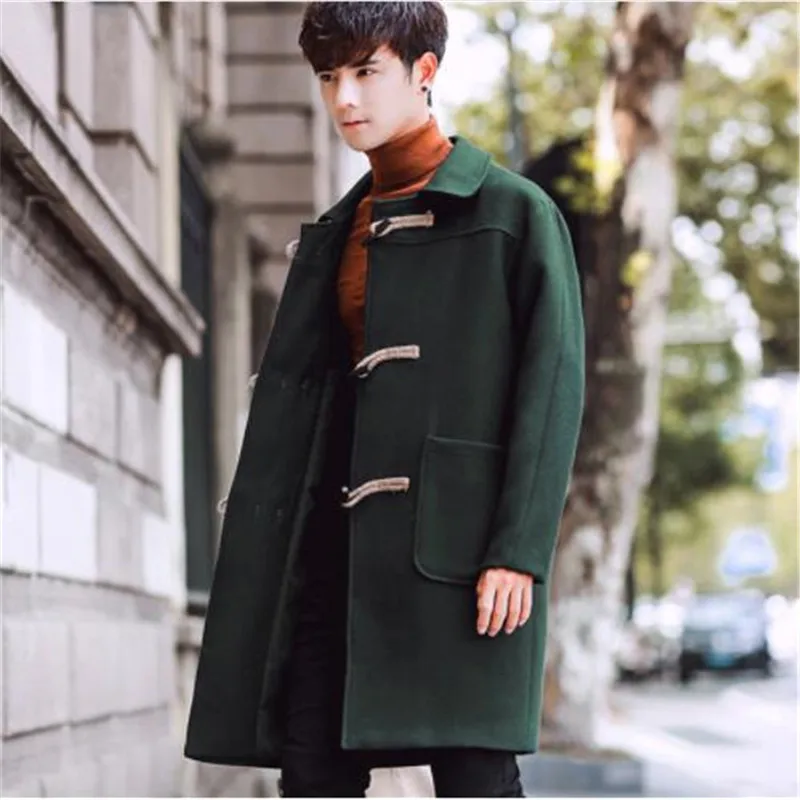 Plus Size 3XL Loose Korean Style Wool Mens Coats Overcoats Fashion Winter Dress Coat Mens
