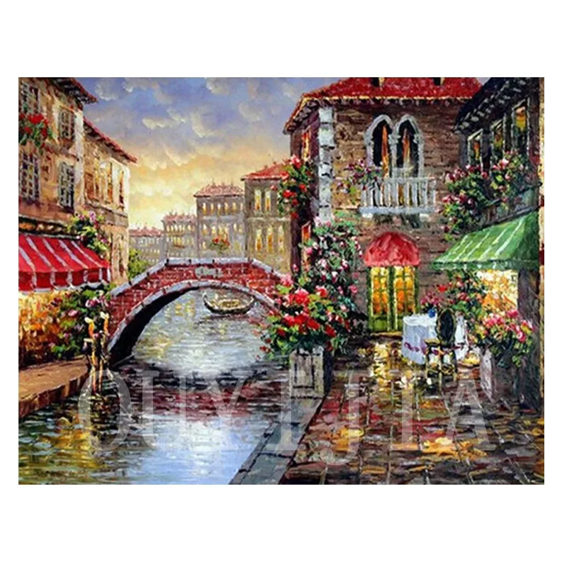 

OUYIJIA5d DIY Diamond Painting Landscape Small Bridge Full Square Round Rhinestone Embroidery Craft Home Decoration Painting