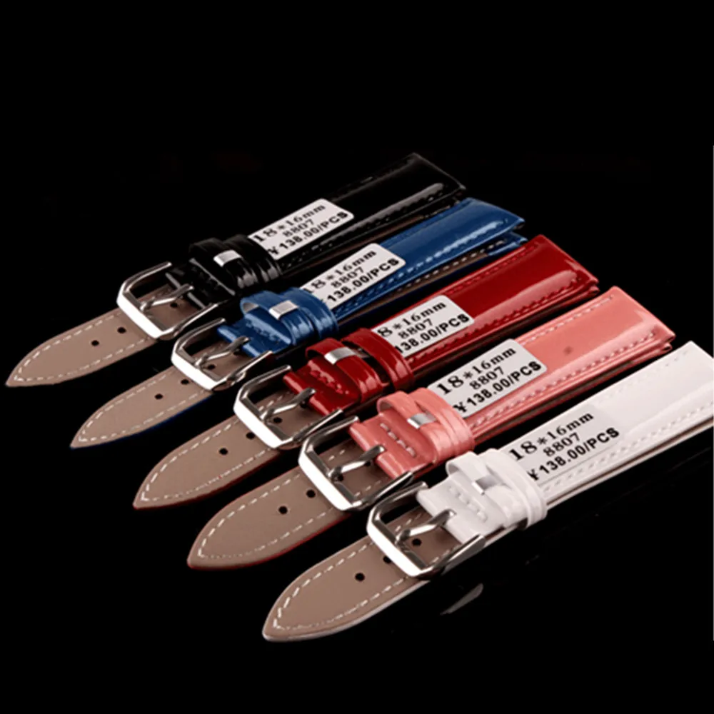 16 мм 18 20 красный мягкий ремешок для часов блестящий из 100% натуральной коровьей