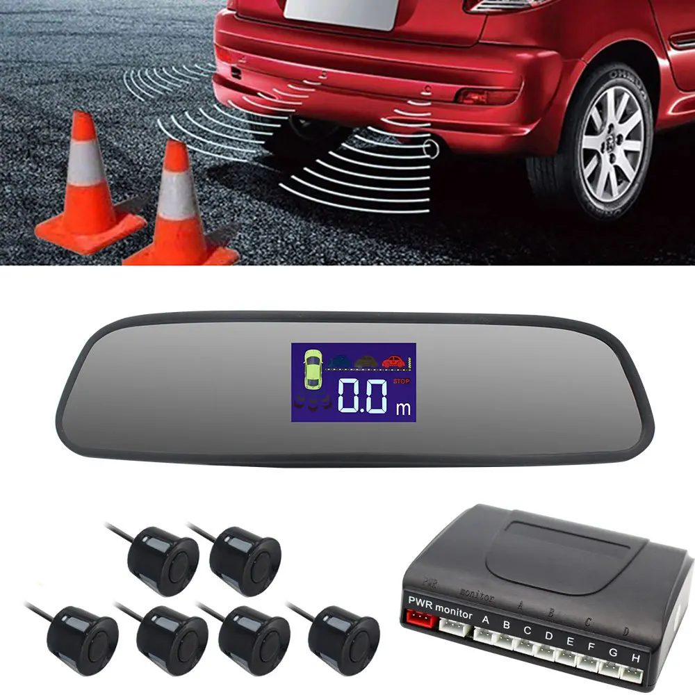 

LCD Liquid Crystal Rear View Mirror Reversing Radar 6 Probe Front And Back Reversing Radar Reversing Non-Blind Area Front 2 Prob