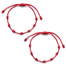 2 pçs 7 nós pulseira de corda vermelha para proteção olho mal boa sorte amuleto para o sucesso e prosperidade pulseira de amizade