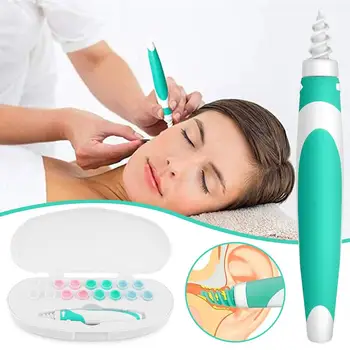 

Ear Cleaner Kit Spiral Silicone Intelligent Earwax Remover with 16 Replacement Heads Removal Kit for Children and Adults