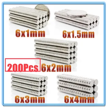 

200Pcs Mini Small N35 Round Magnet 6*1 6x1.5 6x2 6x3 6x4 mm Neodymium Magnet Permanent NdFeB Super Strong Powerful Magnets 6x1