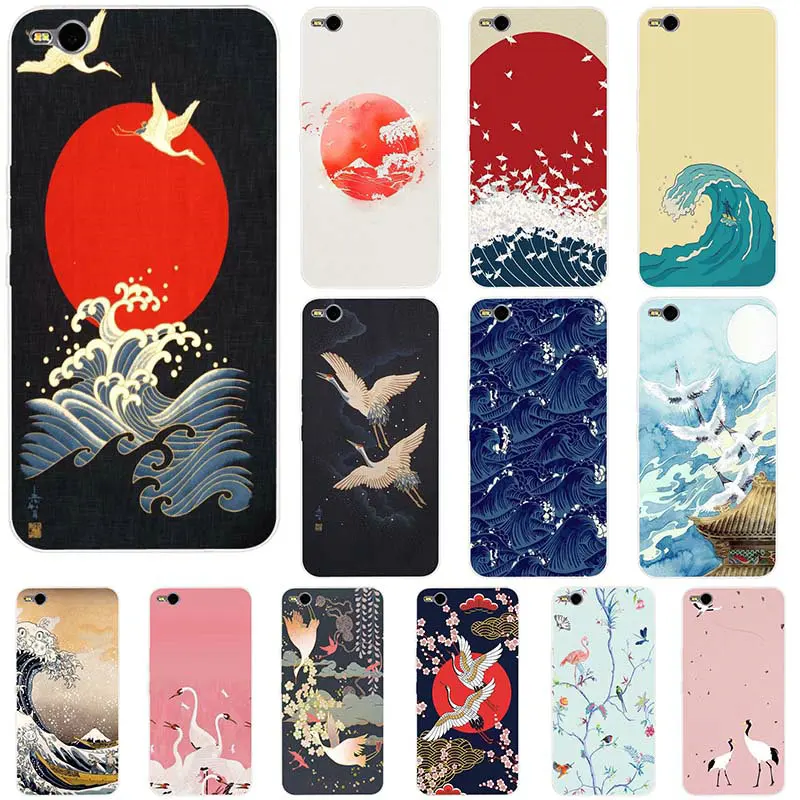 For HTC One U11 M7 M8 M9 M10 E9 Plus Desire 530 626 628 630 816 820 Shell Soft TPU Phone Cases Wave Art Japanese Green Illust | Мобильные