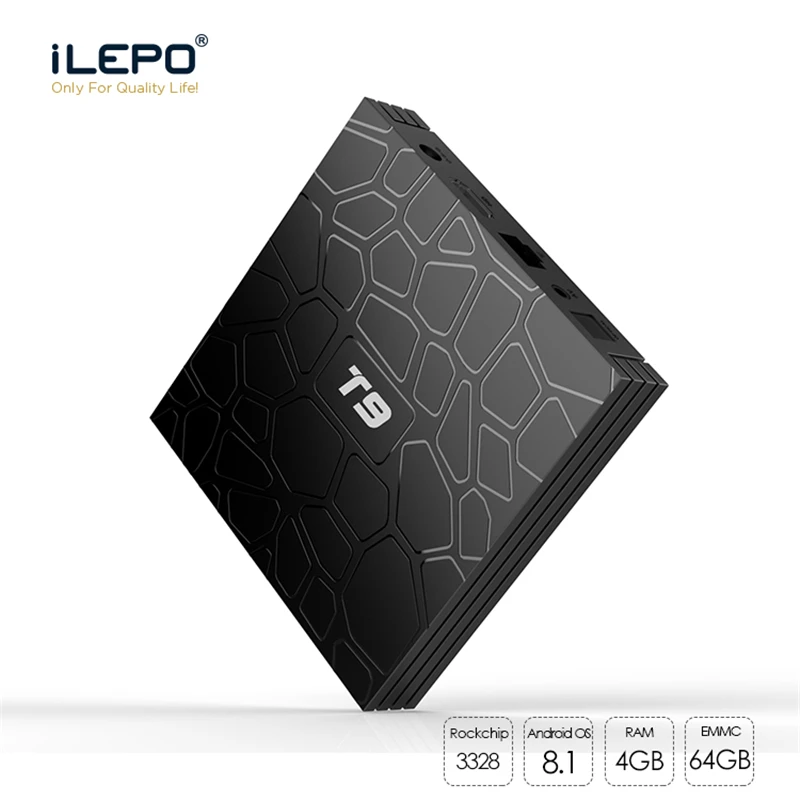 ILEPO Smart Android 8,1 tv Box T9 Rockchip RK3328 4 Гб ram 64 Гб rom 2,4/5G Wifi 1000M LAN 4K HDR H.265 Google Store Android BOX