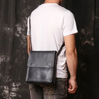 

Genuine Leather Men Vintage Handbags Small Flap Men's Shoulder Bag Casual Office Messenger Bags Fashion Crossbody Bag iPad bag
