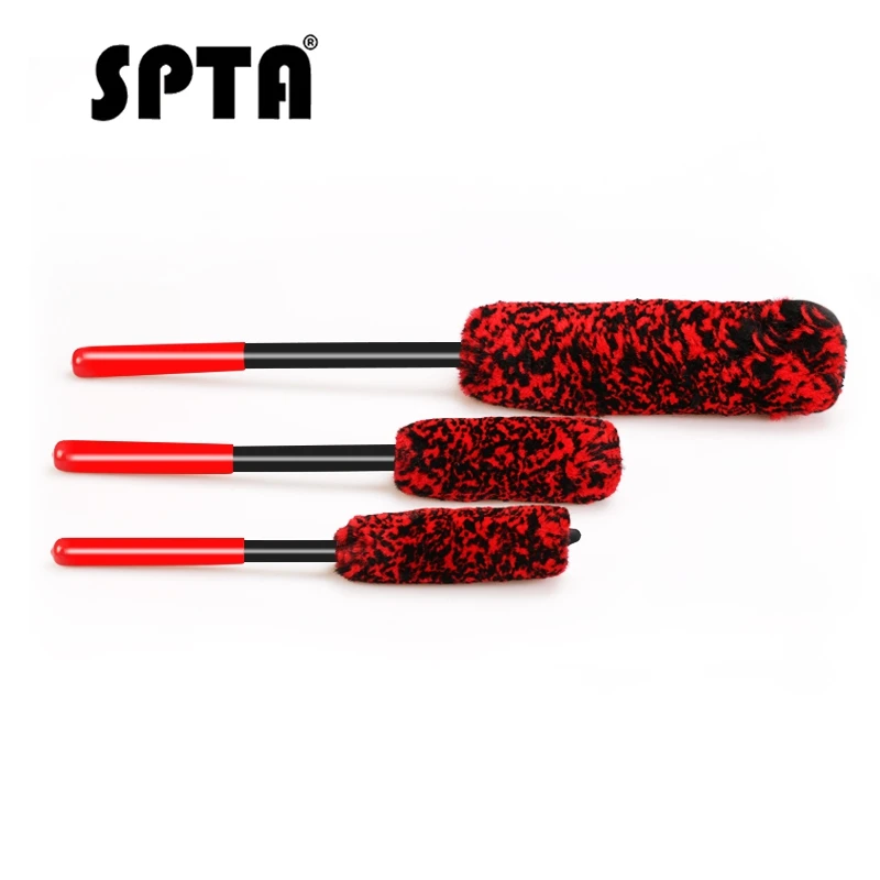 SPTA шерстяные щетки для чистки колес автомобиля, набор, длинная ручка, авто щетка для чистки колес, автомобильные щетки с мягкими волокнами шерсти