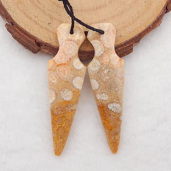 

Natural Indonesian Fossil Coral fashion Semi-precious stones, Jewelry accessories women Earring Bead 43x12x4mm，5.5g