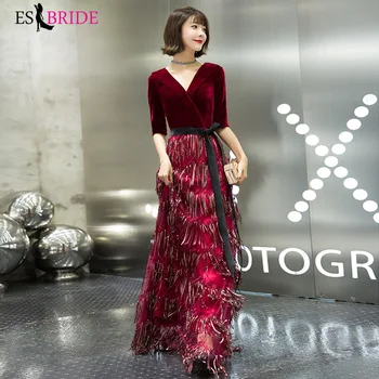 

Red Real Photo Vestidos De Fiesta De Noche Evening Dress Long Robe De Soiree Evening Dresses Party Wedding Evening Gown ES2482