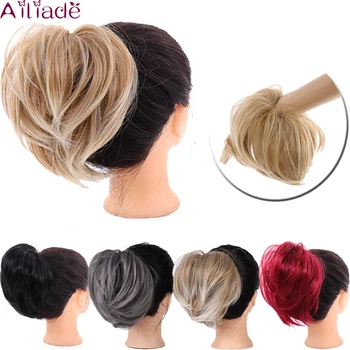 

AILIADE Fiber Synthetic Tousled Hair Bun Straight Donut Chignon Elastic Messy Scrunchies Wrap For Ponytail Extension For Women