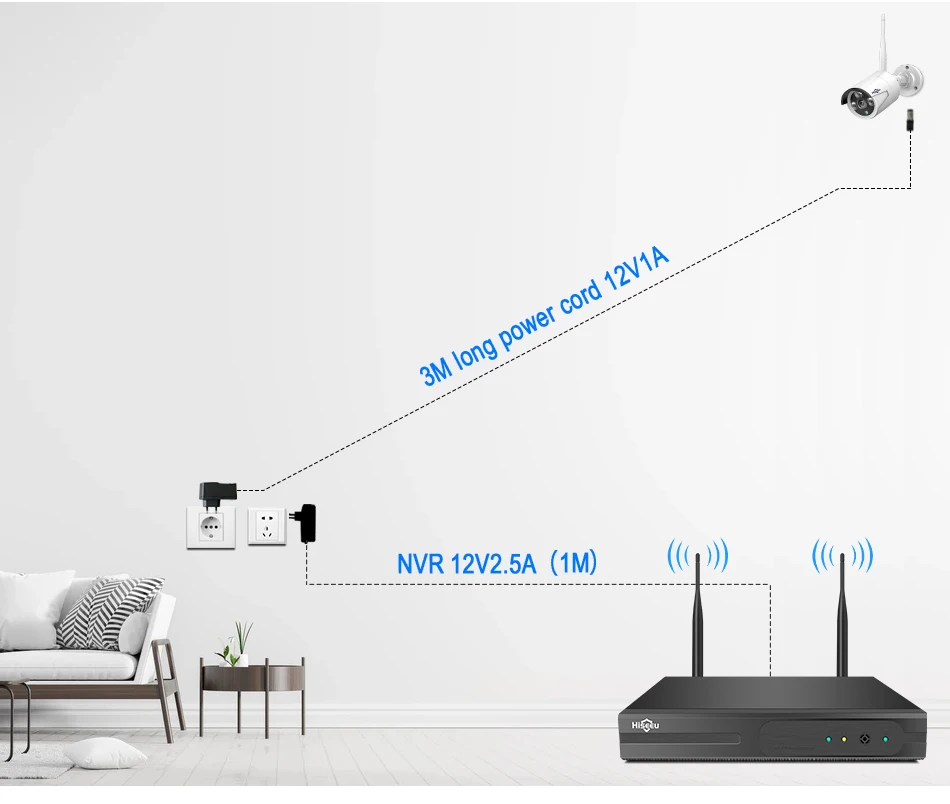 Hiseeu 8CH Wireless CCTV System 1536P 1080P NVR wifi Outdoor 3MP AI IP Camera Security System Video Surveillance LCD monitor Kit security surveillance system