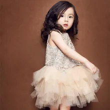 Милая Одежда для девочек детская одежда элегантное платье цвета шампанского на день рождения для девочек от 2 до 10 лет