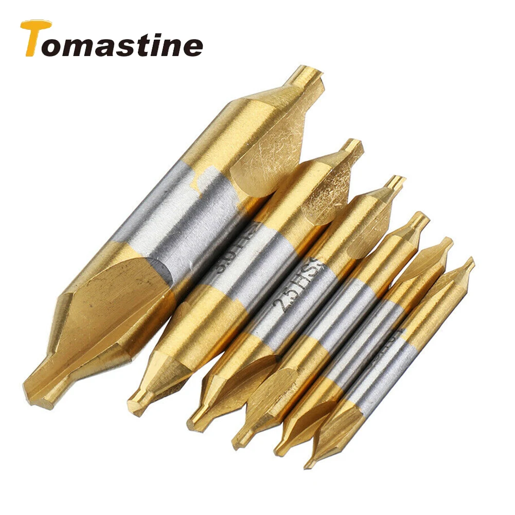6pcs /set Hss Center Drill Bit Combined Center Drills 60 Degree