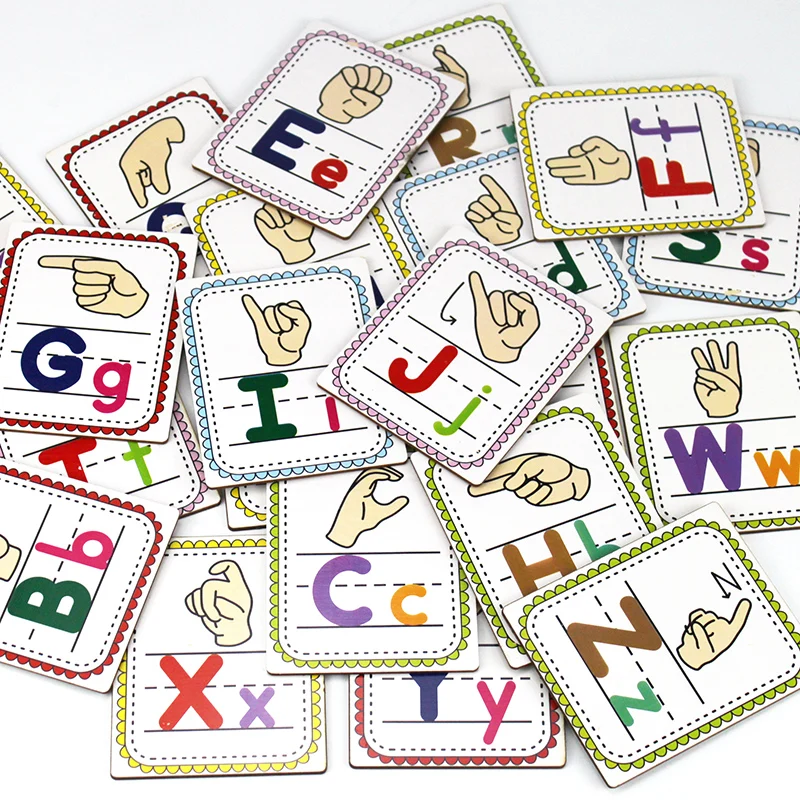 Английские буквы ABC жесты слова флэш карты детские Монтессори Educativos обучения