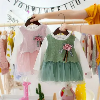 

Spring Newborn Infant Kids Baby Girl Dress Princess Party Lace Patchwork Flower Pageant Wedding Tutu Dress Girl Clothes Outfits