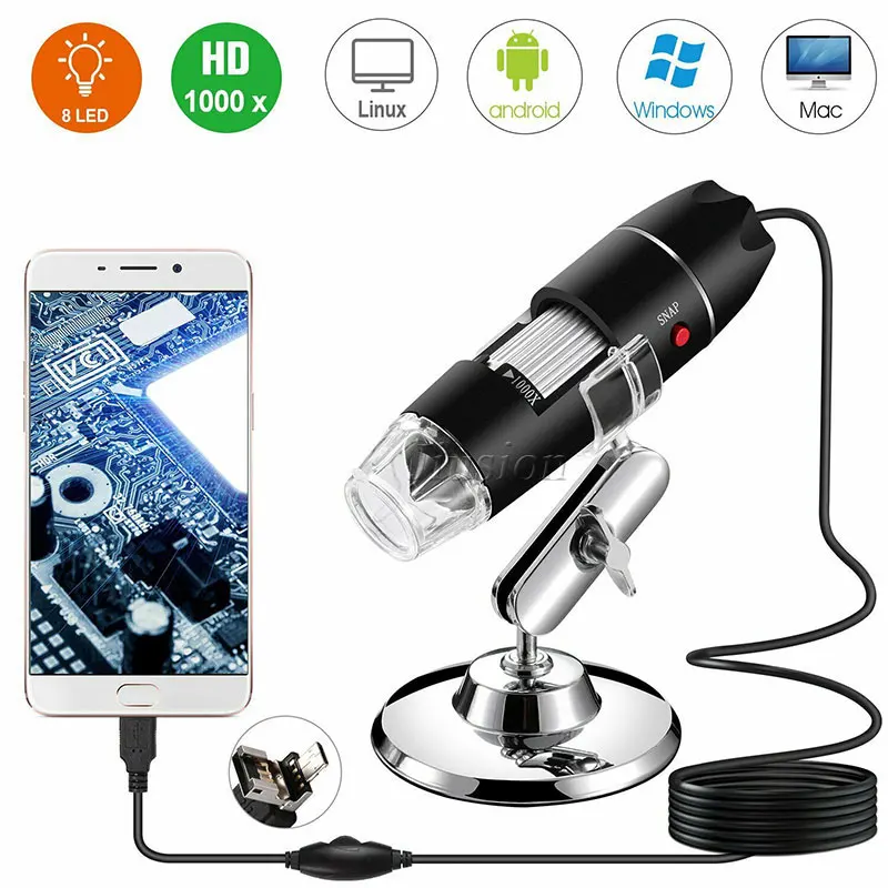 40X Zoom Pocket Sized LED Microscope Magnifier Handheld Plastic Micro Lens Illuminated Magnifying Glass Soldering Inspection for Universal Mobile Phones Reading Hobbyists