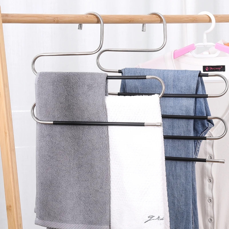 

Stainless Steel Multi-functional S-type Trouser Rack Lothes Hangers Pants Storage Hangers Cloth Rack Multilayer Cloth Accessory