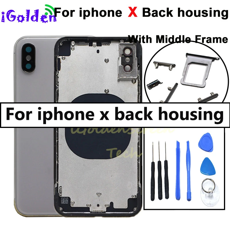 Для iphone X задняя крышка корпус средняя рамка Шасси Полный корпус сборка батарея Крышка Замена для iphone X Корпус