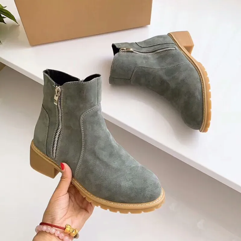 

Women's snow boots fashion Casual non-slip leather chelsea ankle boots simple winter wool women's boots boty obuv