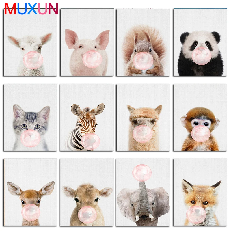 Cute Animal Cow Panda Deer Elephant Penguin Balloon 5D Diamond Embroidery Diy Painting Full Baby Kids Room Decor Lx569 | Дом и сад