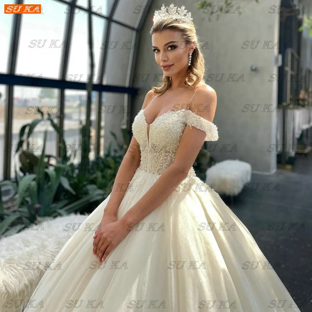 Ivory Ball Gown Wedding Dress 2022 White Robe De Mariée Princesse Lace Up Beading Bridal Dresses Fluffy Tulle Elegant Trouwjurk tea length wedding dress