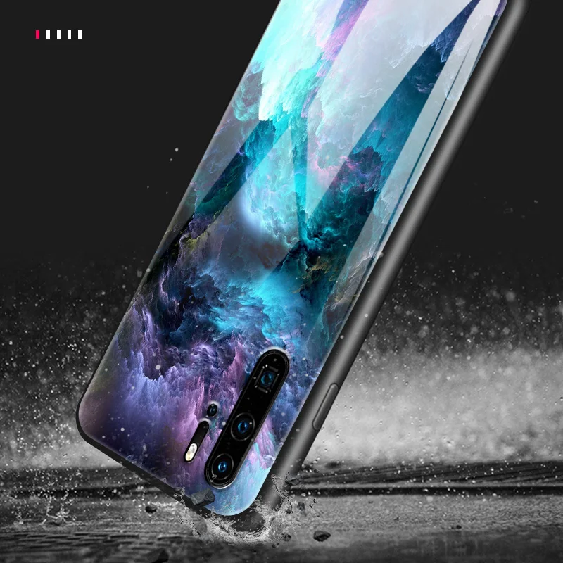 Чехол из закаленного стекла для huawei P20 P30 Lite Plus Honor 6X Nova3i P Smart+ Pro Y6 Y7 Prime Y9 Pro TPU Painted Sky Funda