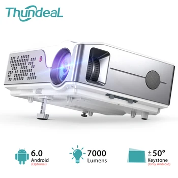 Thundeal TD96 1080P Mini portatil projector full hd com 7000 lumens 3d android video led projetores de cinema em casa home beamer wifi proyector smartphone para epelhamento celular sincronização sem fio Oferta datashow
