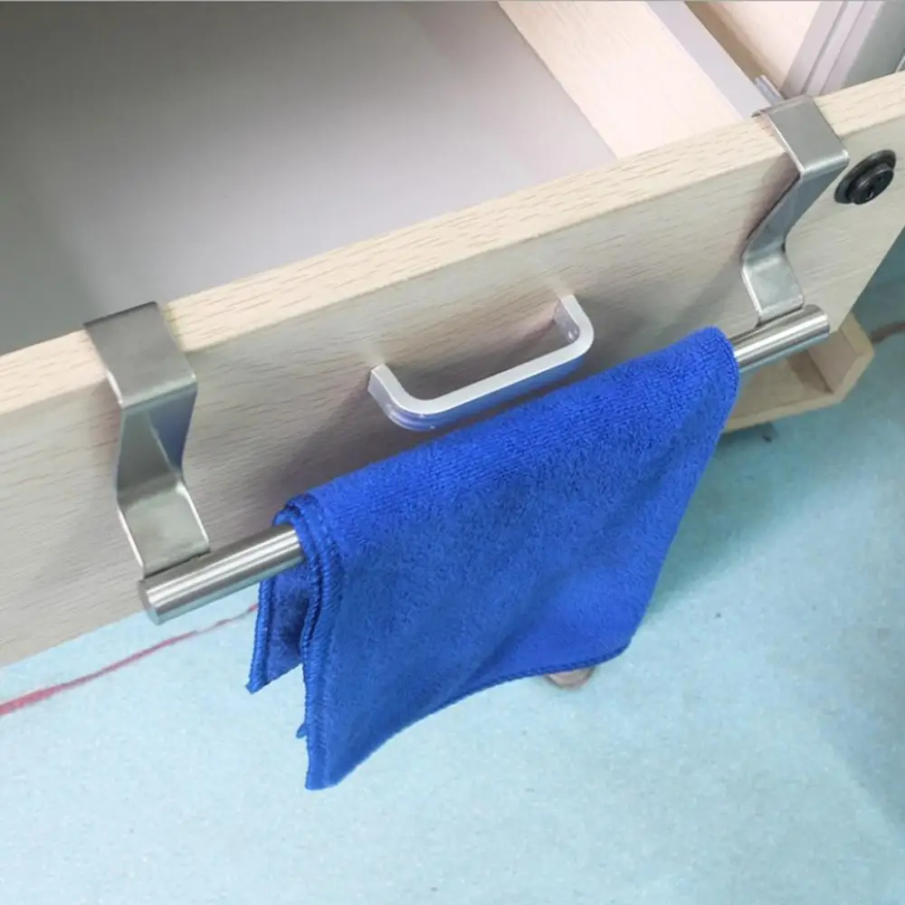 Stainless Steel Towel Rack Over Door Cupboard Hanger Towel Holder Kitchen Bathroom Towel Organizer Rack Rail Towels Bar
