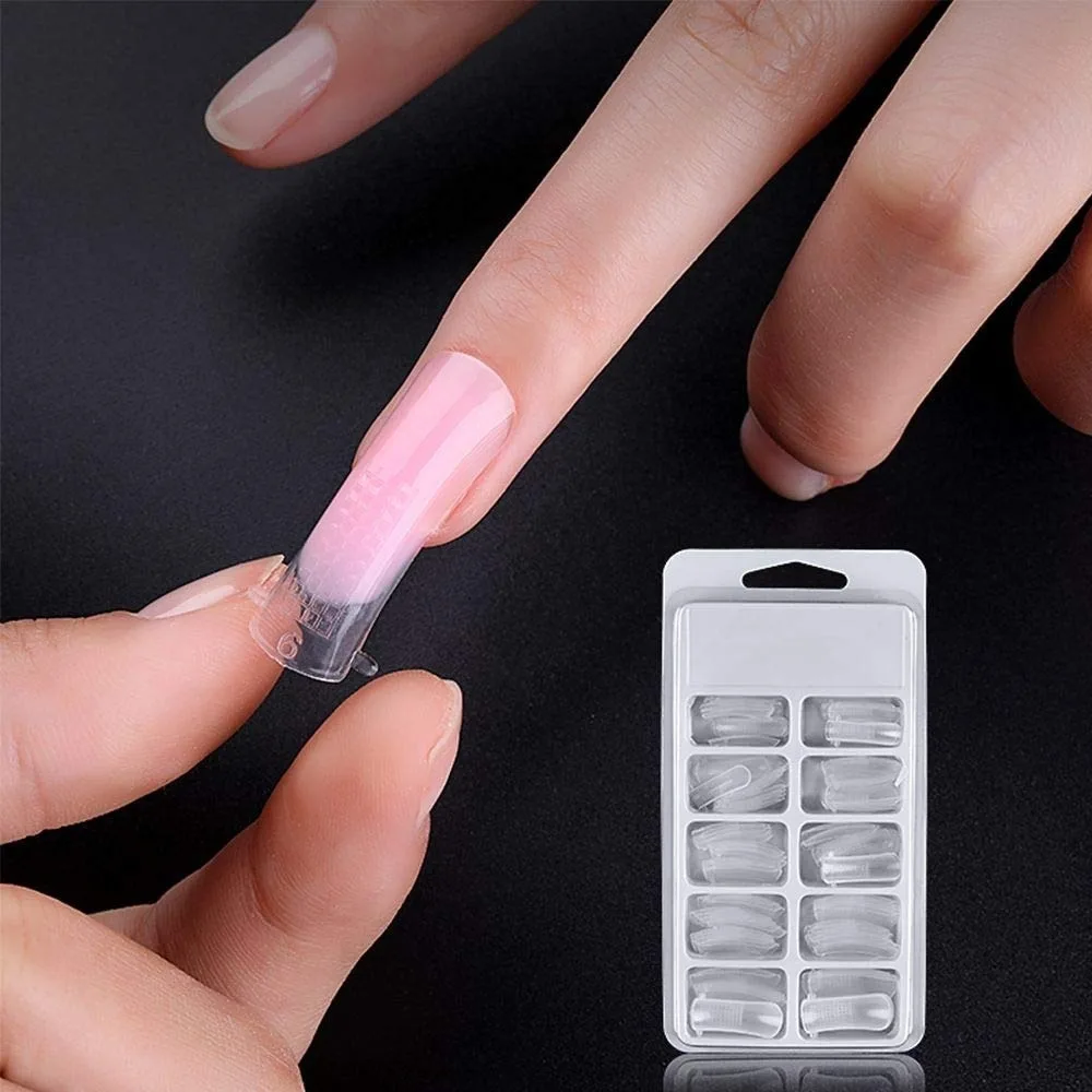 BYBYCD 100PCS Quick Building Mold Tips Nail Dual Forms Finger Extension Nail Art UV Builder Poly Gel Tool