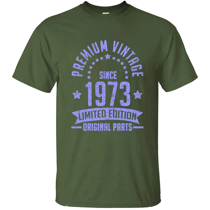 Дизайнерская Классическая футболка 1973 1e.png, стандартная Мужская футболка с коротким рукавом и круглым воротником